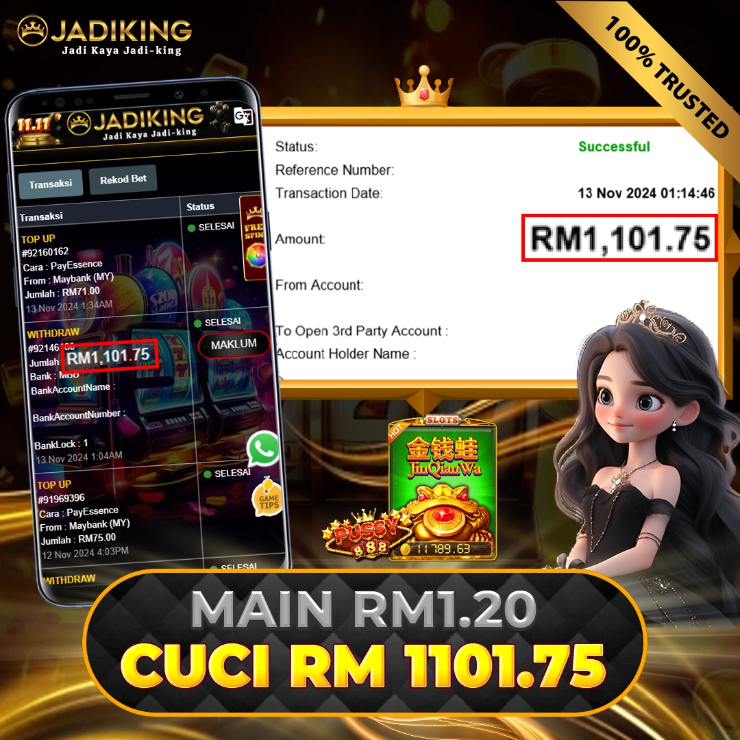 Jadiking x Pussy888: Jian Qian Wa win RM1,101