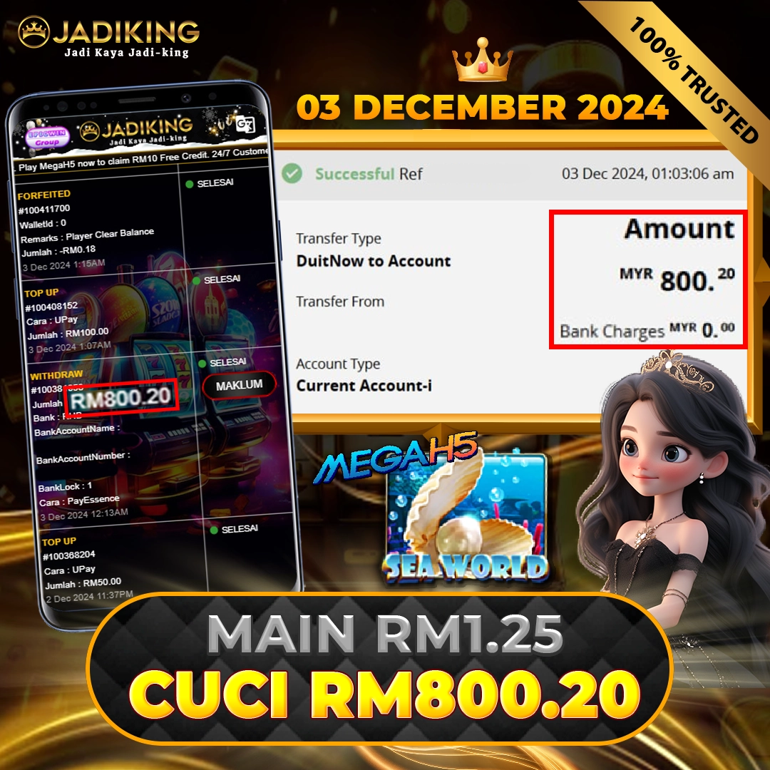 megah5 sea world, win RM800.20